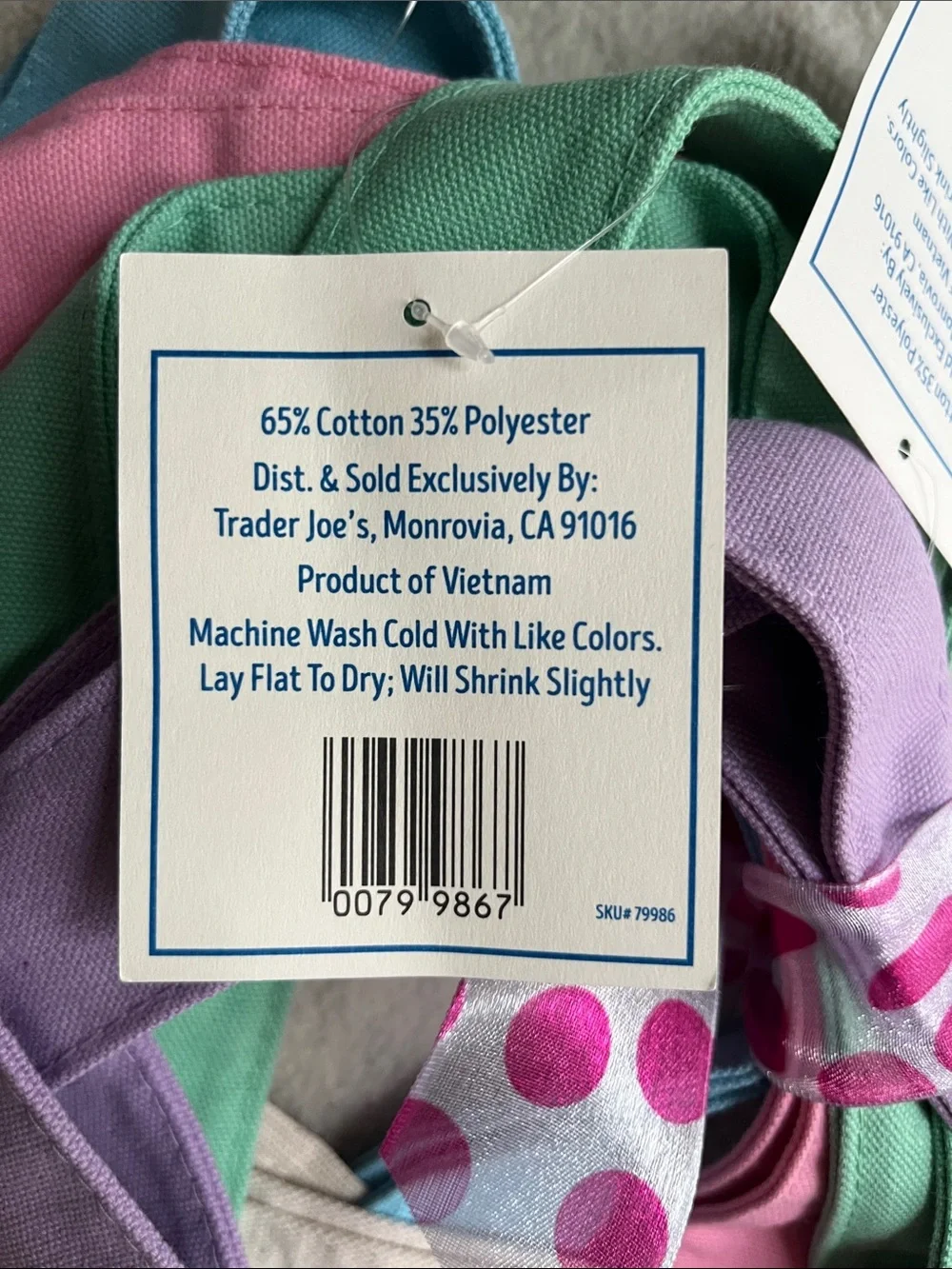 Trader Joe’s Mini Pastel Canvas Tote Set of 4, NWT